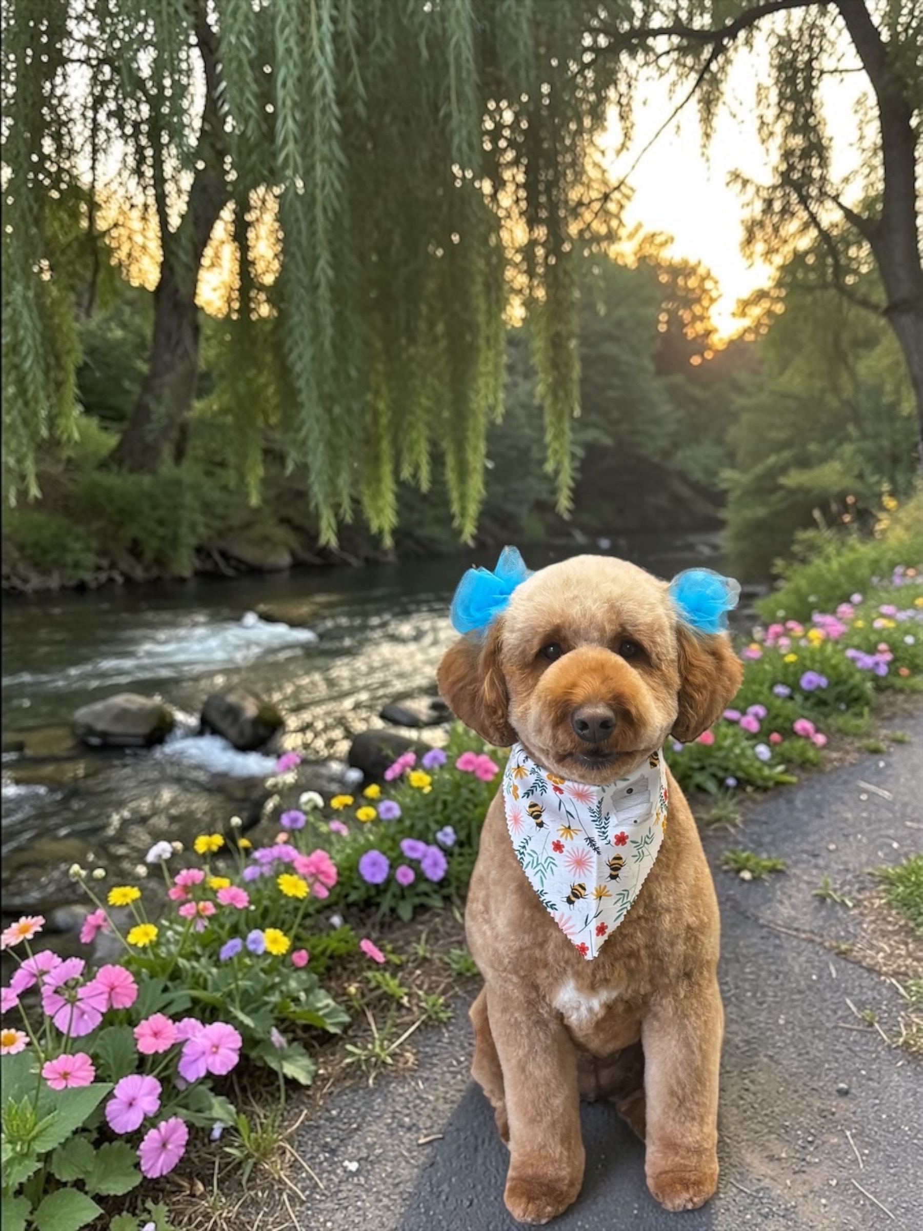 Groomed dog showing off a fresh trim at Magill's Mutts